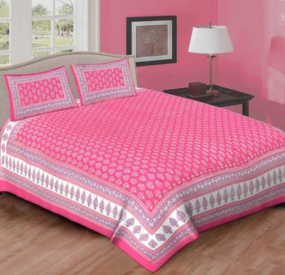 sultan Cotton Double Flat 181 TC Jaipuri Prints Bedsheet