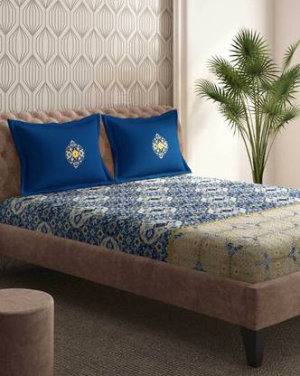 PORTICO NEW YORK Cotton King Flat 300 TC Printed Bedsheet