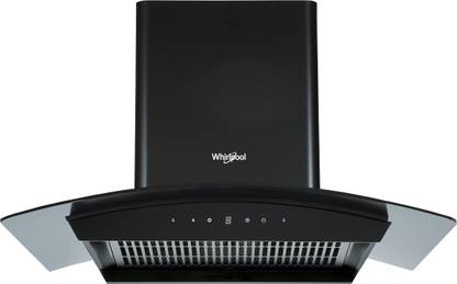 Whirlpool 90 cm 1250 m3/hr Filterless Auto Clean Chimney (CGFL PRO 902 HAC, Touch + Motion Sensor Control, Black) Auto Clean Curved Glass 90 cm| 5 Years Motor Warranty| Heat Autoclean| Gesture Control| Filterless|Powerful Suction | Low Noise Wall Mounted Black 1250 CMH Chimney
