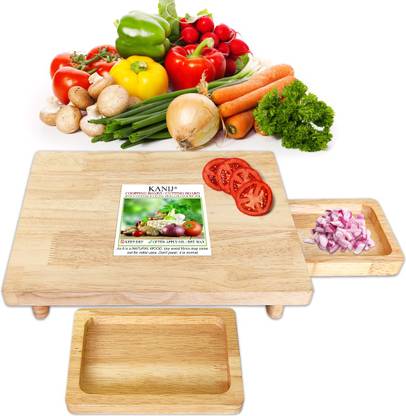 KANIJ Cutting Board & Tray Bowl For Vegetable Cutting Chopping Chef Essential Natural Wooden Cutting Board