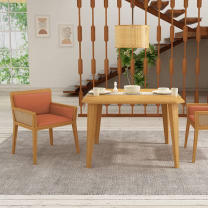 PRAVA Boho Earth Solid Wood 4 Seater Dining Table
