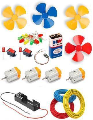 TheKnnight Dc Motor ,Fan , 9v Batter00y , Snap Connector ,Battery Holder Electronic Components Electronic Hobby Kit