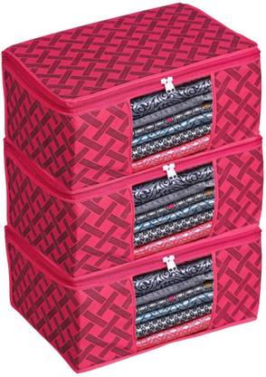 crafty knots DESIGN 03 SAREE COVER RED BLACK STRIP