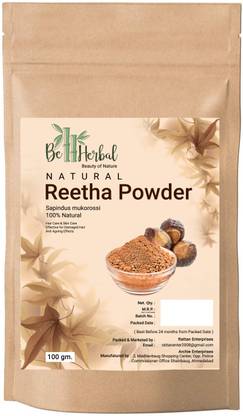 BE HERBAL Reetha Powder for Hair Growth & Boost Hair Volume| 100% Natural & Organic