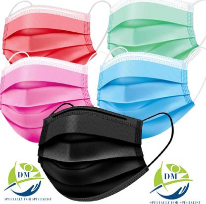 DM SPECIALLY FOR SPECIALIST Multi-Colored Disposable Face Masks 3 Ply Water Resistant Surgical Mask