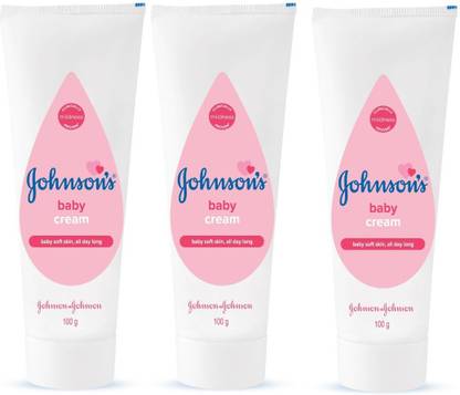 JOHNSON'S Baby Cream, Protects from Dryness, pH Balanced, paraben-Free, 3x100g