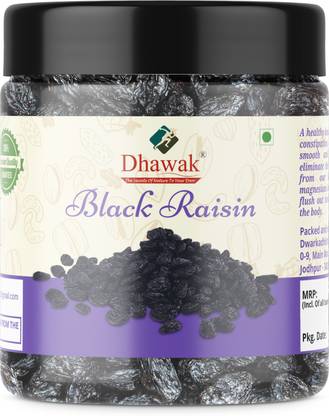 Dhawak Afghan Black Raisins |Kali Kismis | Dried Kishmish Without Seeds| [Jar Pack] Raisins