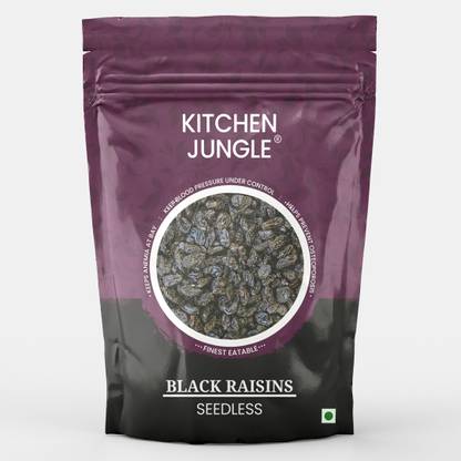 Kitchen Jungle Black Raisins |Seedless Dry Grapes kali kishmish dry fruits Raisins