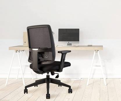 INNOWIN Pony Medium Back Ergonomic Black Mesh Office Adjustable Arm Chair