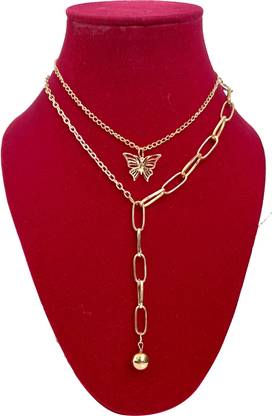Pia Creations Latest Stylish Double layer Chain Pendant Necklace for Women -STYLE-97 Metal Locket