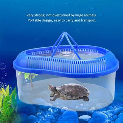 Askadeal Turtle House Reptile Carrier with Cover and Handle Round Ends Aquarium Tank घर