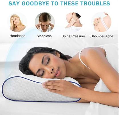 LA VERNE Memory Foam Sleeping Pillow Pack of 1 Solid Cervical Contour Stomache / Side Sleepers / Anti-Snoring