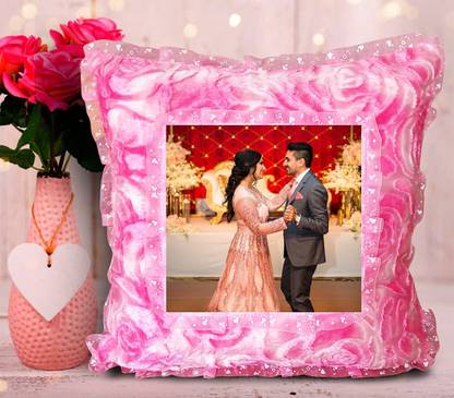 MeeFactory Personalized Photo Cushion Pillow for All Occasions and Gifting Microfibre Solid Cushion Pack of 1