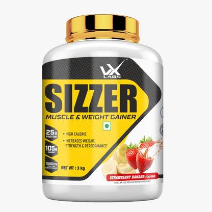 VX LABS SIZZER MUSCLE AND WEIGHT GAINER INCREASES WEIGHT, STRENGTH & PERFORMANCE Weight Gainers/Mass Gainers