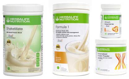 Herbalife Nutrition Formula 1 Banana + Protein Powder 200 G+ Shake Mate + Afresh - Peach Protein Shake