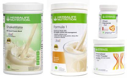 Herbalife Nutrition Formula 1 Banana + Protein Powder 200 G+ Shake Mate + Afresh - Cinnamon Protein Shake