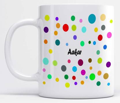 LOFOFY Name Aakar Polka Dot Printed Ceramic Coffee Mug