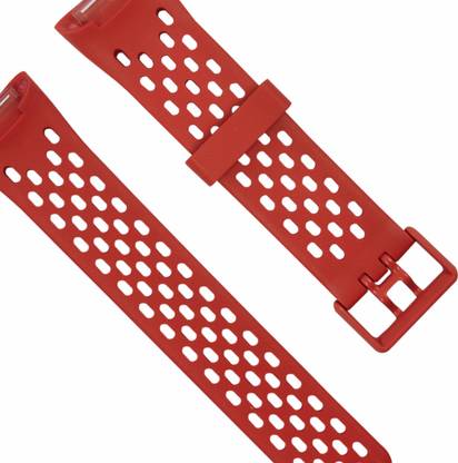 J Dotted Silicon Strap Compatible with Fitbit Charge 5 Red (Watch Not Included) Smart Watch Strap