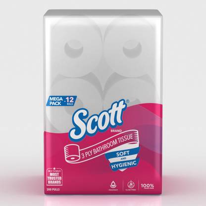 Scott 3 Ply Toilet Paper 21227 - 12 Rolls x 300 Pulls (3600 Pulls) Toilet Paper Roll