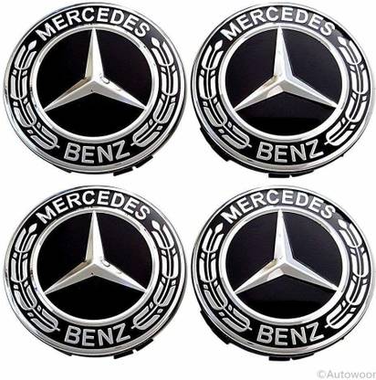 DJR PRIME 75MM Black Wheel Hub Caps Wheel Cover For Mercedes Benz A-Class, C-Class, E-Class, S-Class, CLA-Class, GLA-Class