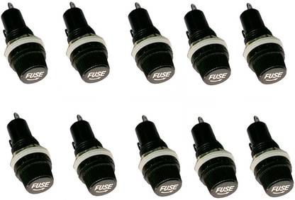 Ovicart Chassis Panel Mount Fuse Holder Socket for 5*20 Glass Fuses 250V 10A Pack of 10 Electrical Fuse