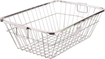 METALAC Dish Drainer Kitchen Rack Steel Stainless Steel Dish Drying Basket for Kitchen (Size-57x42x23cm)