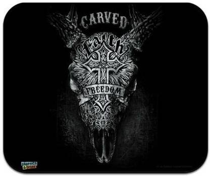 MIKKA Carved Faith Freedom Religion Steer Skull Low Profile Thin Mouse Pad Mousepad Non Slip Base Mousepad
