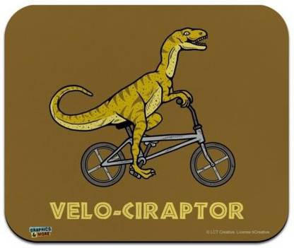 MIKKA Velo-Ciraptor Velociraptor Biking Funny Low Profile Thin Mouse Pad Mousepad Non Slip Base Mousepad