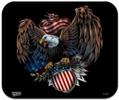 MIKKA Patriotic Eagle USA American Flag Shield Low Profile Thin Mouse Pad Mousepad Non Slip Base Mousepad