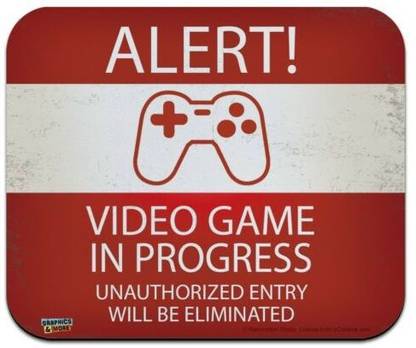 MIKKA Alert Video Game In Progress Funny Low Profile Thin Mouse Pad Mousepad Non Slip Base Mousepad