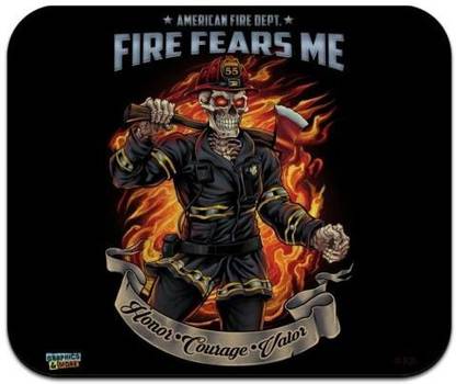 MIKKA American Fire Dept Firefighter Skeleton Low Profile Thin Mouse Pad Mousepad Non Slip Base Mousepad