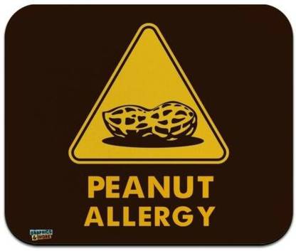MIKKA Peanut Allergy Yellow Warning Sign Low Profile Thin Mouse Pad Mousepad Mousepad