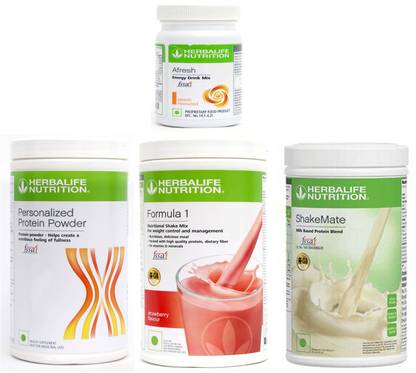 Herbalife Nutrition FORMULA1SHAKE STRAWBERRY+PROTIEN POWDER 400g +AFRESH PEACH+ SHAKEMATE VANILLA Protein Shake
