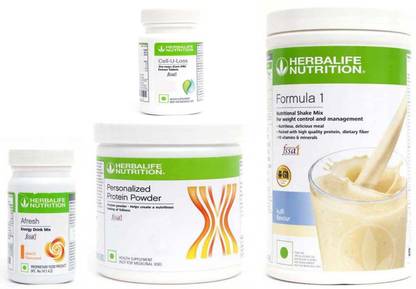 Herbalife Nutrition Formula 1 Kulfi Flavor+ Protein Powder+ Cell U Loss Tablet + Afresh Peach Protein Shake