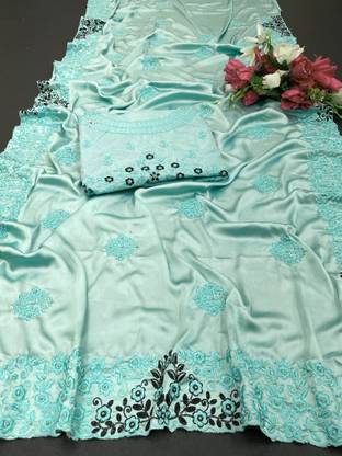 Applique Bollywood Satin Saree