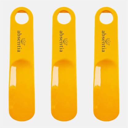 ABSENTIA SHOE HORN, Pack of 3 (YELLOW) BEST / FOR ALL FOOTWARES / TRAVEL FRIENDLY / THICK Shoe Tree