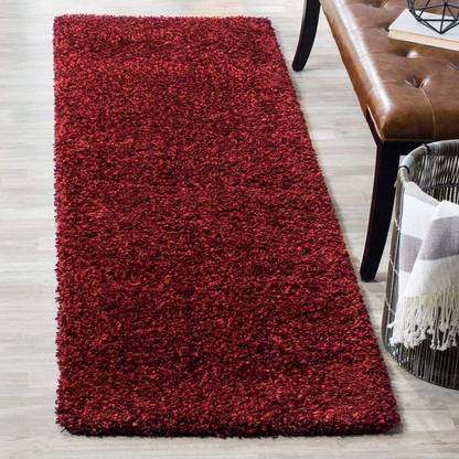 Shag Weaving Red Polyester Runner