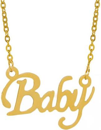 Yellow Jewels Baby Name Pendant with Chain Gold-plated स्टेनलेस स्टील पेंडेंट