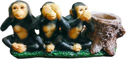 Sunblessing Monkey Set Wise Monkeys Gandhi Ji ke 3 bandar Handicraft Home Decorative Showpiece  -  22 cm