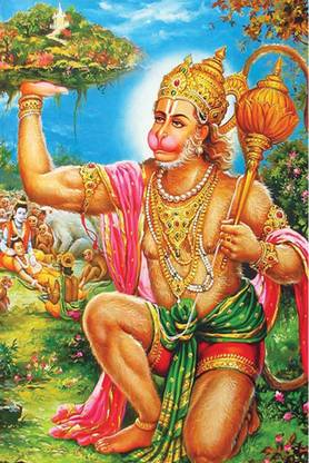 Wall gallery 45.72 cm Hanuman Carrying Gandhamadan Parvat Plc High Grade Vinyl Sticker Long Lasting Self Adhesive Sticker