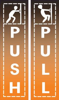 GOODPRINTZONE 17.78 cm Self Adhesive Push And Pull Sign Stickers - Set Of 5, Self Adhesive Sticker