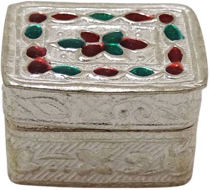 Sahiba Gems Silver Designer Sindoor Dabbi with Lid, Pooja Items for Home, KumKum Box kumkum box Vanity Box