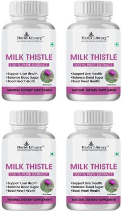 Herbs Library Milk Thistle(Silymarin) Capsule for Liver Detox & Cleansing pack(4x60 Capsules)