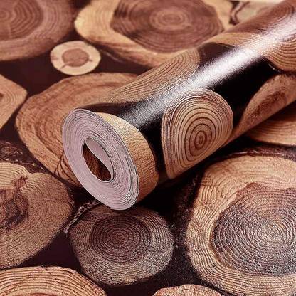 RoseCraft 600 cm 3D Stylish Woodlog Design Self Adhesive Wallpaper 28 sqft ( 45cm x 600cm ) Self Adhesive Sticker