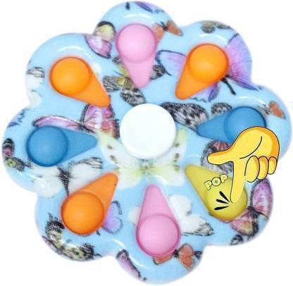 JOLARY Solid Pop It Fidget Spinner Toy Kids 2 in 1 Fidget Spinner Push Pop Bubble Balloon