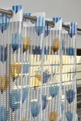 Homefab India 274.5 cm (9 ft) Polyester Transparent Long Door Curtain (Pack Of 2)
