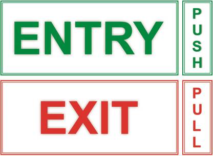 GOODPRINTZONE Entry And Exit Sign Board, Push And Pull Sticker Size 5"X12"Inch Pack Of 1Set Emergency Sign