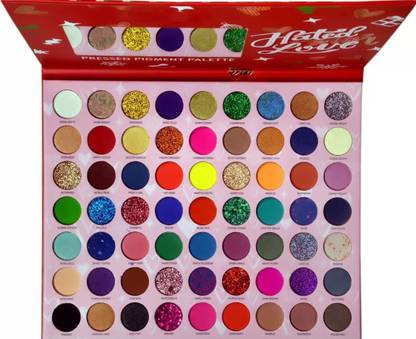 NDT Angel Rose Pressed Pigment 63 Colors Palette Eyeshadow ( Glitter,Shimmer,Matte) 69.5 g