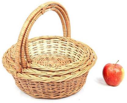 SHRUSTAM ROUND with Handle Bamboo Basket for Gift Decoration ( SET OF 3) Bamboo Fruit & Vegetable Basket