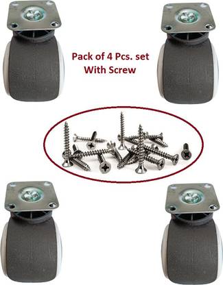 Perikam White Plate Type Wheels Appliance Furniture Caster (Pack of4) Nylon Friction Rolling Cabinet